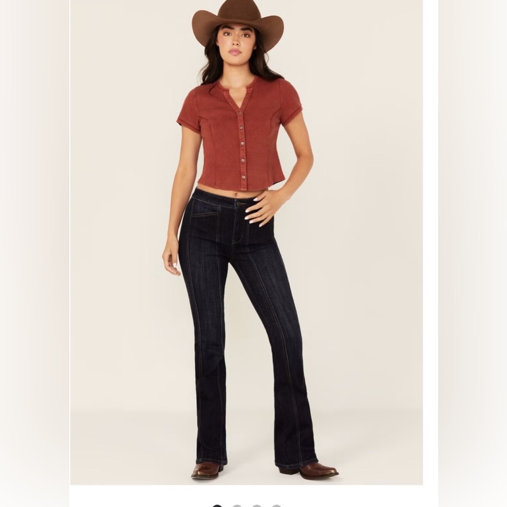 Idyllwind Dark Blue Denim Jeans with Contrast Stitching